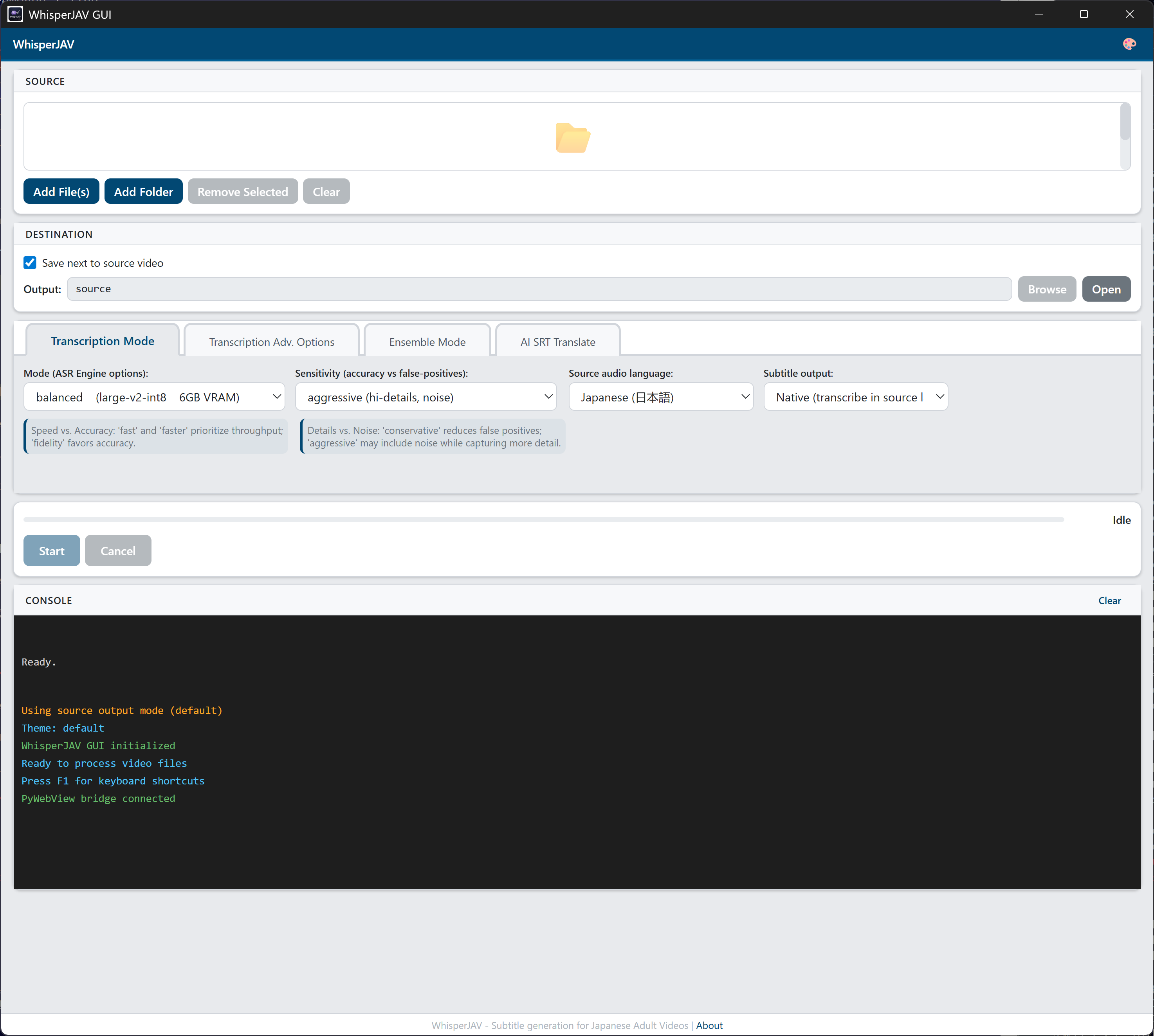 WhisperJAV GUI overview