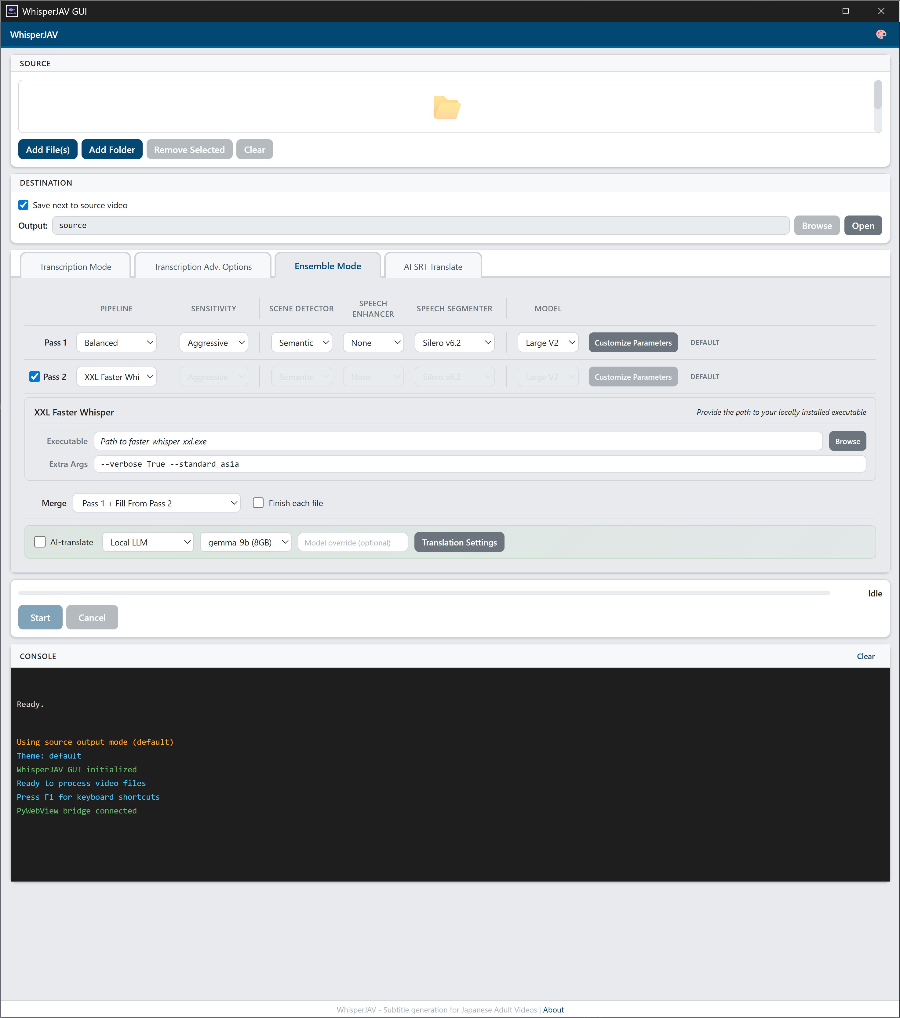 集成模式中 XXL Faster Whisper 作为第二通道